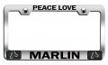 Peace Love Marlin Fishing Chrome Metal License Plate Frame Tag Holder I98 