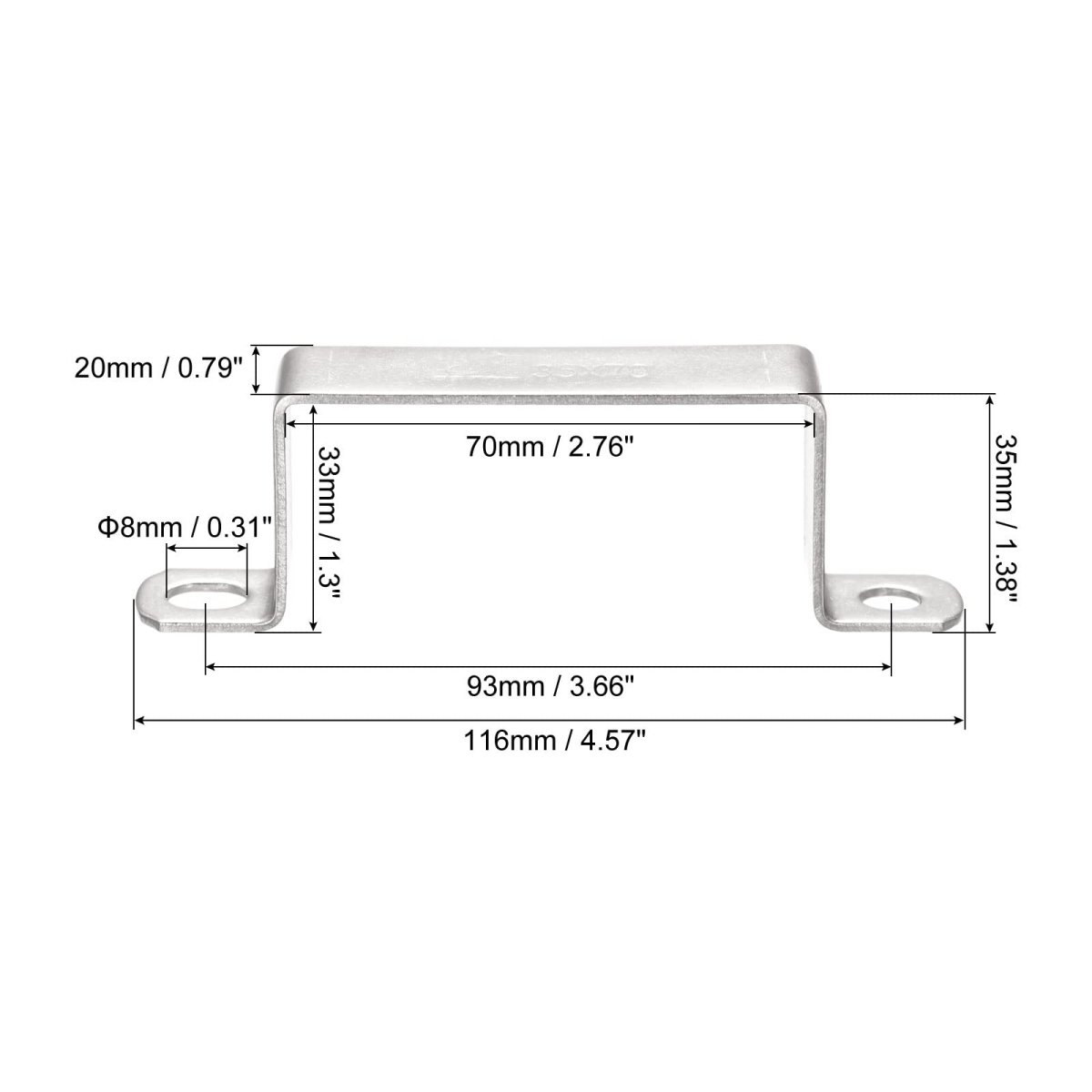 U Shaped Connector Bracket 33 X 70mm 304 Stainless Steel For Door Closed Bar Holder Strut Channel 6pcs