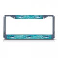 Sign Destination Metal License Plate Frame Solid Insert Marlin Fishing Fish Car Auto Tag Holder Chrome 2 Holes One 