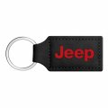 Ipick Image Compatible With Jeep In Red Rectangular Black Leatherette Key Chain