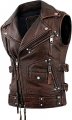 Cheemaz Mena S Vintage Negan Cowhide Brown Biker Riding Sleeveless Motorcycle Leather Vest As1 Alpha S Regular 