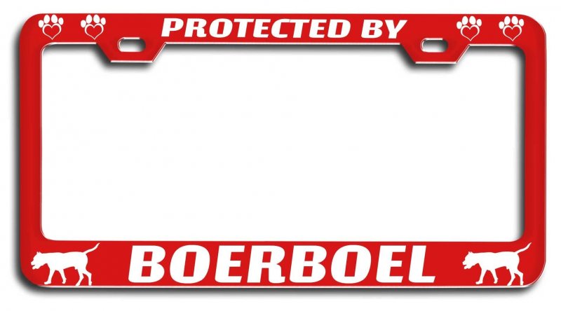 Protected By Boerboel Dogs Pets Rd Metal License Plate Frame Tag Holder X12