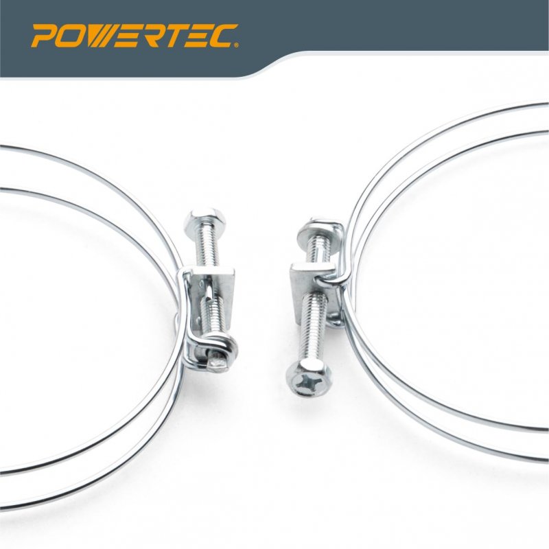Powertec 70217 5 Inch Double Wire Hose Clamp With Bolt Adjustable Clamps For Dust Collection System Accessories Dryer Vent Hvac