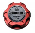 Vms Racing Red Oil Cap With Silver Engine Notice Emblem In Cnc Machined Billet Aluminum Compatible Ford Mustang Lincoln Mercury