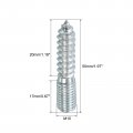 Uxcell M10 Hanger Bolts Length 2 50mm Double Headed Self-tapping Screw 10mm Wood Joint Furniture Legs 16pcs