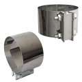 2pcs Exhaust Clamps 5 In Butt Joint Muffler Clamp Band Stainless Steel Car Pipes System Connection For Cars Silver 