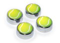 Elektroplate Tennis Ball Chrome Plated Sports License Plate Screw Cap Covers Set Of 4 