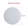 Uxcell 50 Pcs 3-inch Aluminum Oxide White Dry Hook And Loop Sanding Discs Flocking Sandpaper 400 Grits