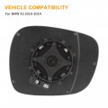 X Autohaux Wide Angle Mirror Glass Heated With Backing Plate Driver Left Side Rearview For Bmw X3 2011-2014