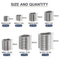 120pcs Wire Thread Insert Kit M3 M4 M5 M6 M8 M10 M12 2d Metric 304 Stainless Steel Helical Inserts Coiled Repair Threaded