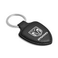 Ram 2500 Soft Real Black Leather Shield-style Key Chain