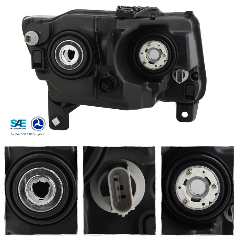 Passenger Side Headlight Assembly For 2014 2017 Jeep Compass Halogen Type Black Housing Clear Lens Replacement Lamp