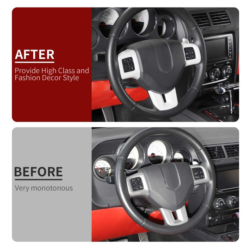 Linskip Steering Wheel Trim For Dodge Journey 2013-2022 Charger Challenger Durango Dart 2009-2014 Cover Interior Accessories