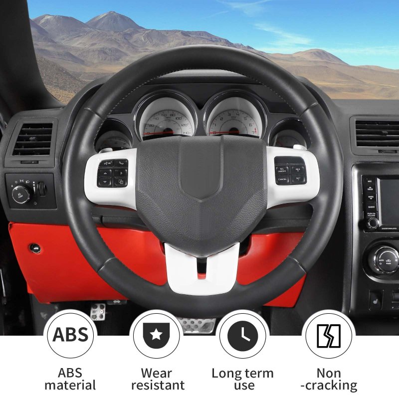 Linskip Steering Wheel Trim For Dodge Journey 2013-2022 Charger Challenger Durango Dart 2009-2014 Cover Interior Accessories