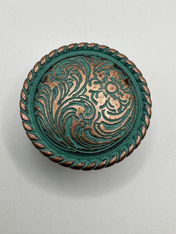 Fancy Western Knob Copper Patina Cabinet Hardware Drawer Pull