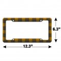 Plaid Mustard Yellow Gray Grey Pattern License Plate Tag Frame