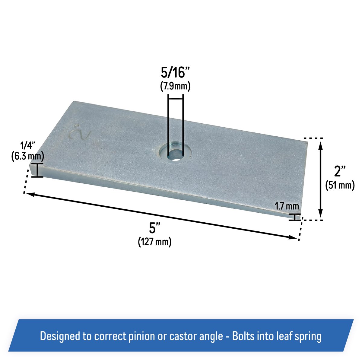 2 Wide Steel Degree Shims Wedge For Pinion Angle Or Caster Set Of Zinc Plated 2a