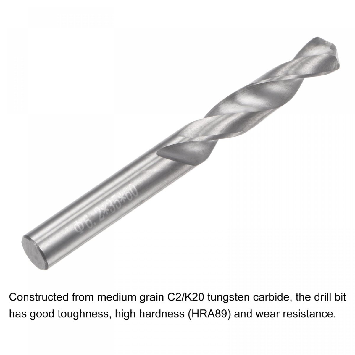 Solid Carbide Drill Bits 6 2mm C2 K20 Tungsten Jobber Straight Shank Drilling Tool For Stainless Steel Aluminum Iron Metal