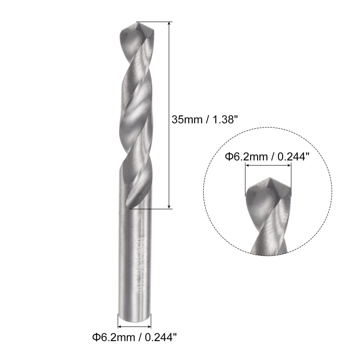 Solid Carbide Drill Bits 6 2mm C2 K20 Tungsten Jobber Straight Shank Drilling Tool For Stainless Steel Aluminum Iron Metal