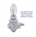 Creative Hobbies 25 Pack Night Light Bulbs C7 Clear Steady Burning 4 Watt Candelabra Base E12 Chandelier Size