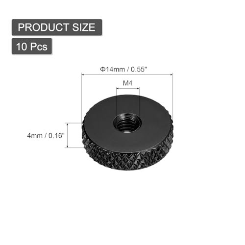 10pcs Flat Knurled Thumb Nuts M4x14 X 4 Mm Pass Hole Aluminum Alloy Diamond Nut Head Through Lock Adjusting For 3d Printer