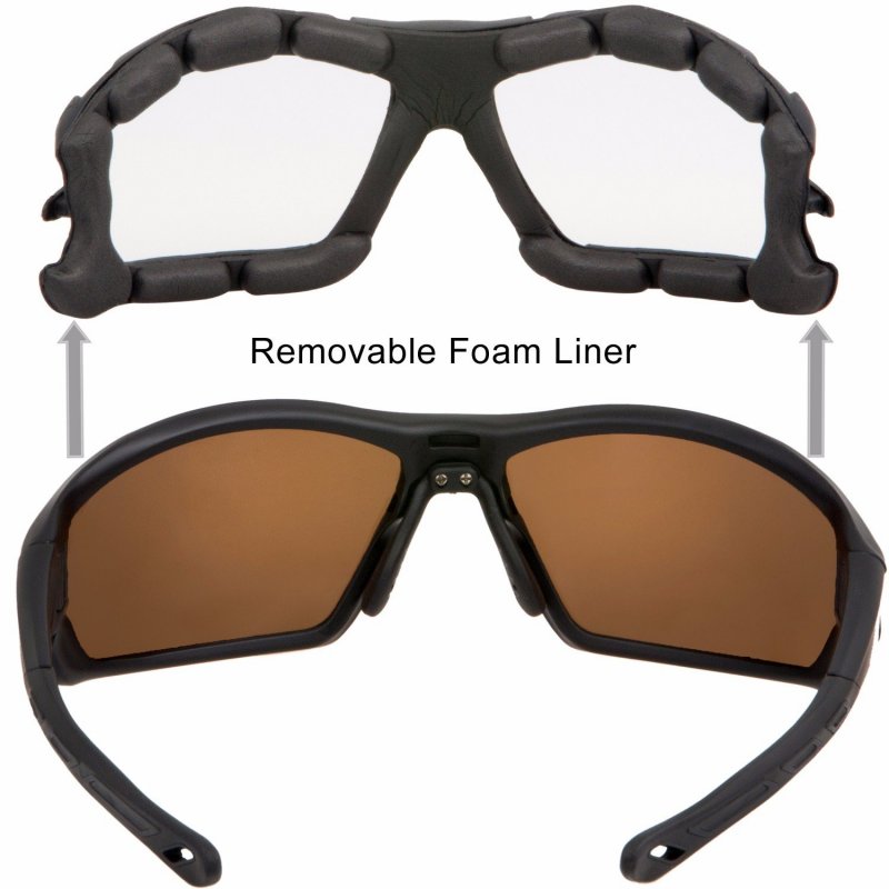 Polarized Motorcycle Riding Sunglasses Model Wb330pzbkam Large Frame With Removable Foam Wind Liner And Articulating Arms Black
