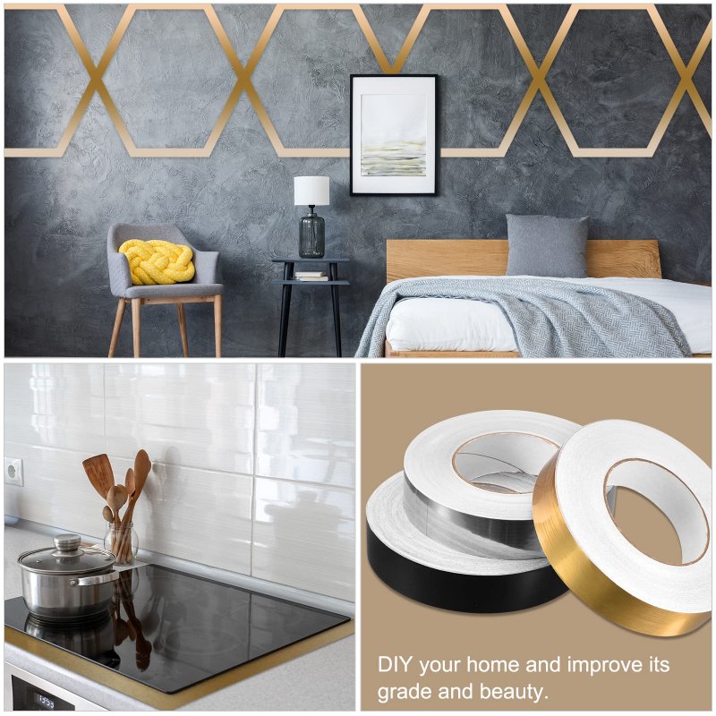 1pcs 0 39 Inchx164 Ft Foil Self Adhesive Tile Sticker Decoration Gap Sealing Tape Strip Waterproof Self-adhesive Floor Crevice