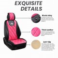 Carshaping Universal Seat Cover Full Surrounded By Breathable Crown Soft Leather Front Car Cushion 1pc Pink