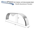 Recpro Trailer Aluminum Tandem Fender Smooth Diamond Plate Material Diamond 10 X 72 20