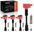 A-premium Red Set Of 8 Ignition Coil Pack And Iridium Platinum Spark Plugs Compatible With Ford Escape 2013-2016 Fusion