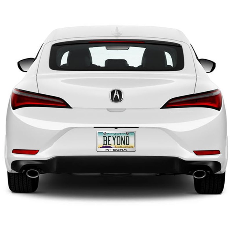 Acura Integra Logo In 3d On Mirror Chrome Metal License Plate Frame