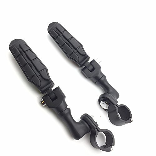 Short Angled Adjustable Highway Peg Mounting Kit With Footrest For 1 5 In Front Engine Guard Frame Tube V-star Roadstar Suzuki