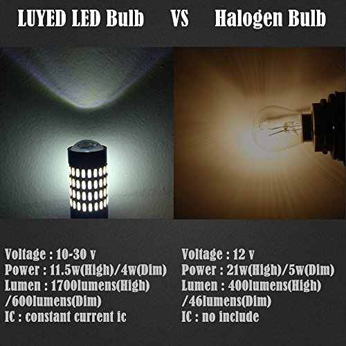 Brightest LED in market LUYED 2 X 1700 Lumens Extremely Bright 1157 4014 102-EX Chipsets 1157 2057 2357 7528LED Bulbs,Xenon White 