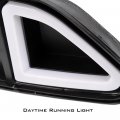 G-plus Mesh Front Bumper Upper Hood Grille Grill With Drl Led Accent Vent Lights Compatible Ford Mustang 2015-2017