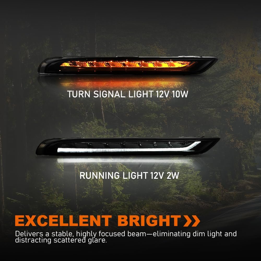 Front Right Bumper Led Daytime Run Light Lamp Pc Pp Black