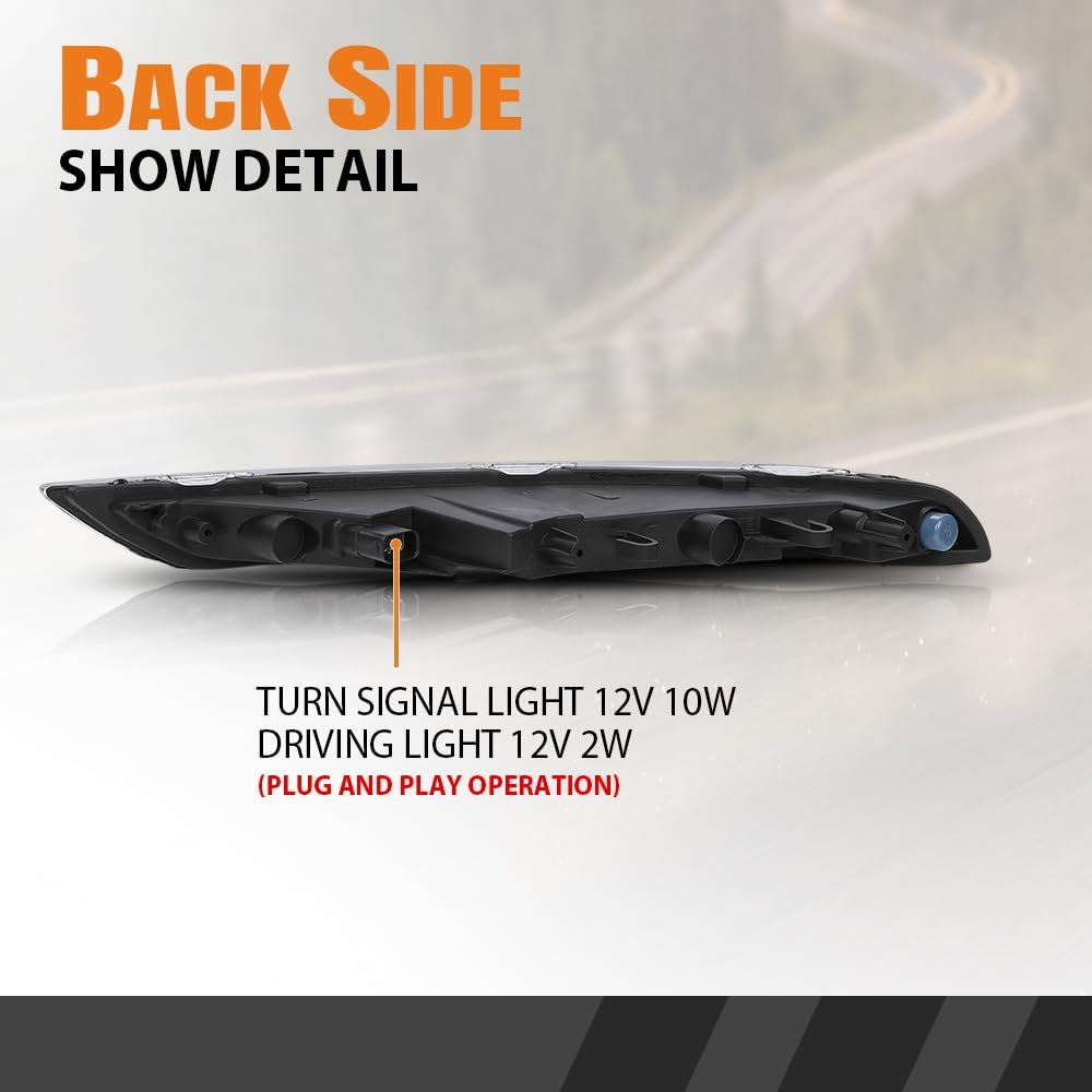 Front Right Bumper Led Daytime Run Light Lamp Pc Pp Black
