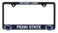 Penn State University Black Metal License Plate Frame With 3d Logos Premium Weather Proof Automotive Car Tag Holder 12 25 In X