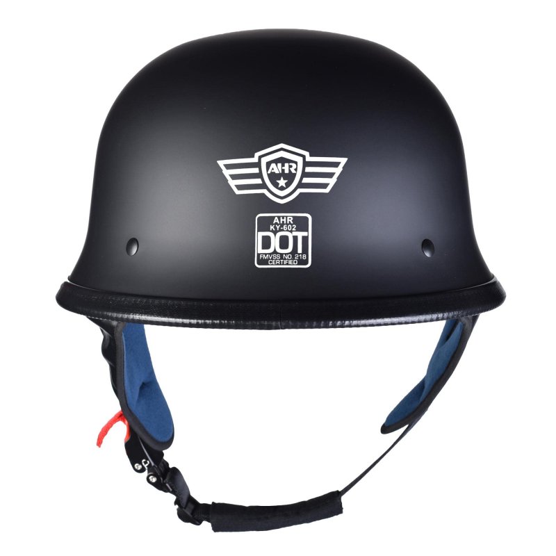 Ahr Motorcycle Helmet German Style Half For Bike Cruiser Scooter Chopper Face Men Women Dot Approved Run-g Matte Black Xs