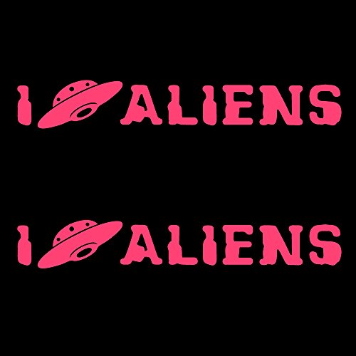 Auto Vynamics Bmpr-iheart-aliens-8-gpnk Gloss Pink Vinyl I Love Heart Aliens Stickers W Ufo Flying Saucer As Design 2 Decals