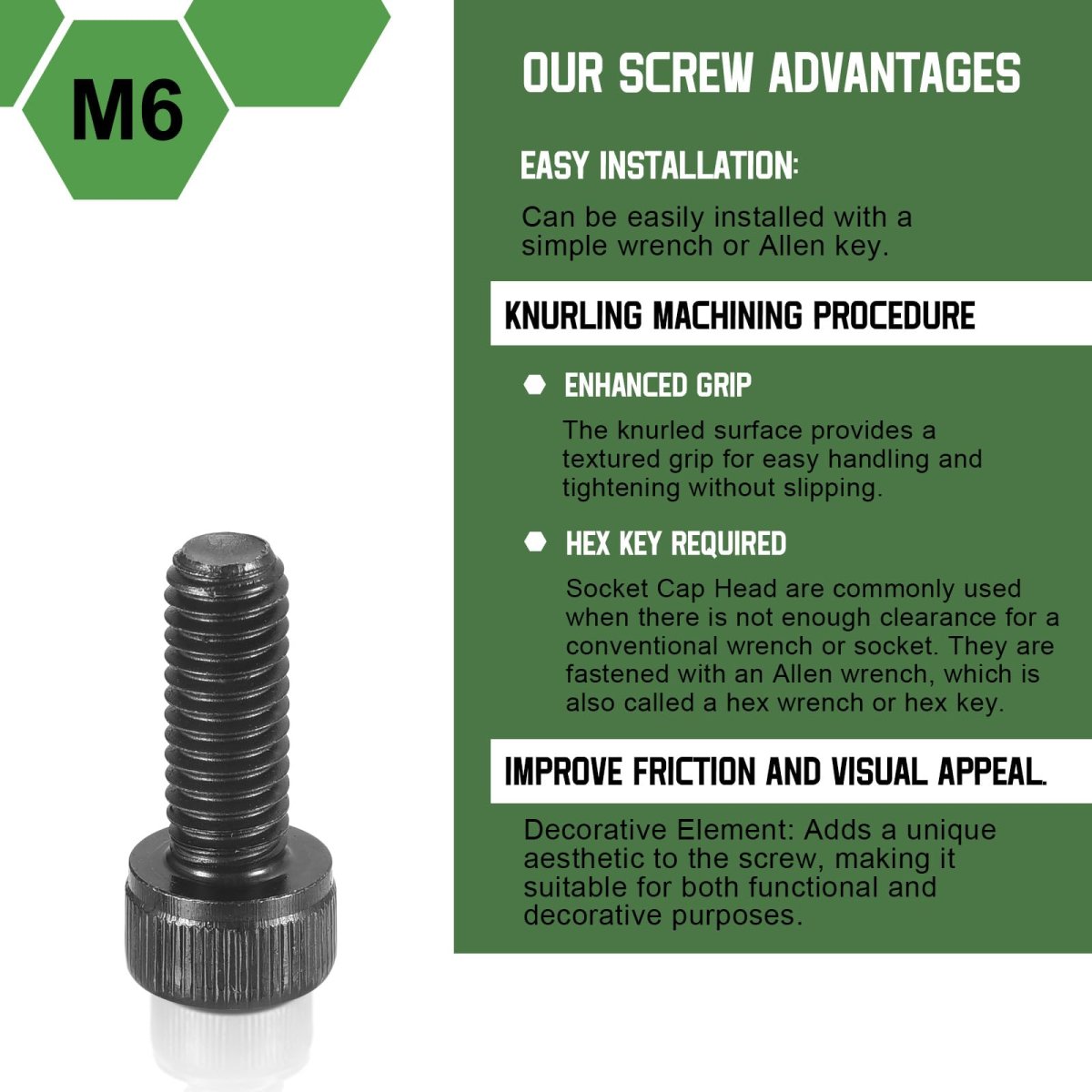 Hex Socket Head Cap Screws M6 1x16 Grade 12 9 Carbon Steel Black Bolts For Machine Equipment Fastening 25 Pieces