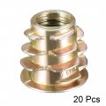 Uxcell Furniture Threaded Insert Nuts Zinc Alloy M6 Internal Threads 10mm Length 20pcs