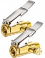 2-pack Locking Tire Air Chuck Brass Inflator Hose Adapter W Clip Release Button For Lock On No Leakage Compressor Pump Clip 
