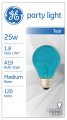 Ge Party Light 22732 25-watt Teal A19 Bulb With Medium Base 1-pack