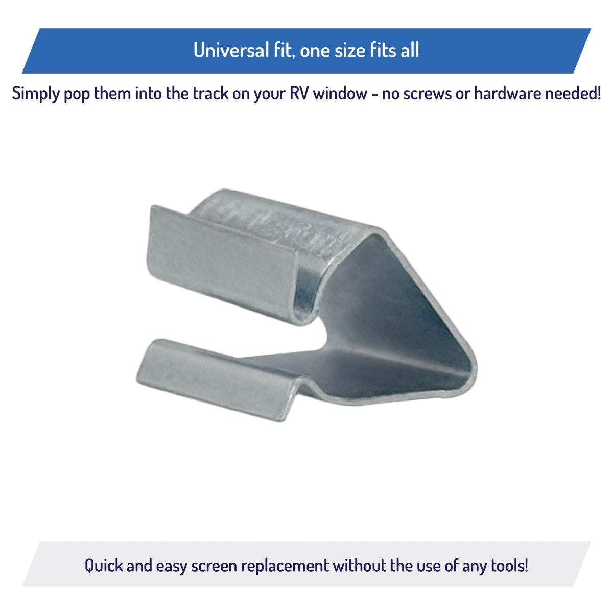 Rv Window Replacement Screen Clips Stainless Steel Spring Bail Retainer Clip Universal Fit 1 2 In 5 8 3 4 50 Pack