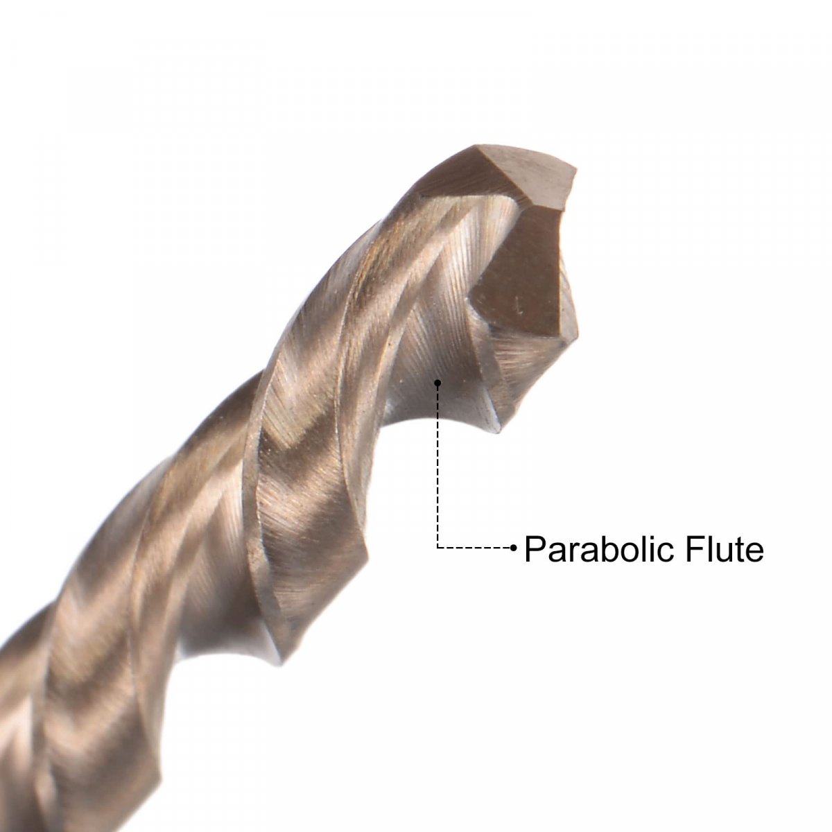M35 High Speed Steel Parabolic Flute Drill Bit 4mm Drilling Diameter 200mm Length Gold Oxide Cobalt Round Shank