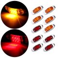 10pcs 5amber 5red Light Oval Led Trailer Marker W Chrome Bezel 928-6l-r Side Red With Chrome
