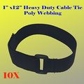 Mtp Pack Of 10 Heavy Duty 1 X 12 Black Hook And Loop Fastener Cable Tie Down Straps Reusable Cord Speaker Power Poly Webbing 