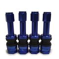 Set Of 4 Blue Aluminum Tire Valve Stems And Caps Bolt-in Style Lightweight 