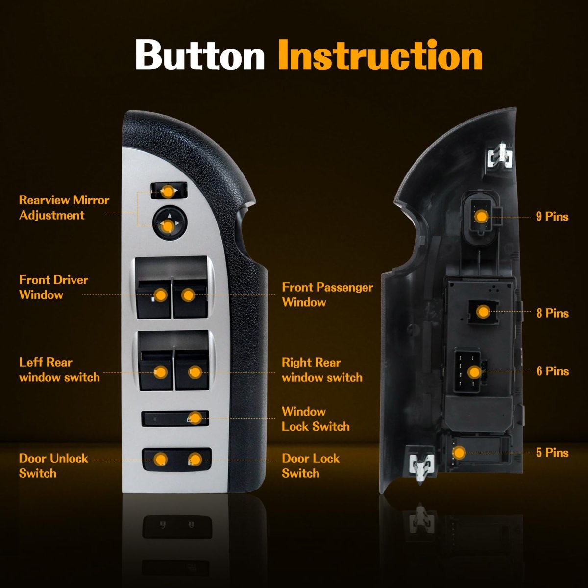Master Power Window Switch Driver Side Front Left For 2007 2009 Chevy Silverado 1500 2500 3500 Hd 14 Pins Model 20945129