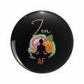 Zen Af Yoga Pilates Double Sided Stainless Steel Keychain 1 25 In Round Resin Encased Novelty Key Ring For Backpacks And 